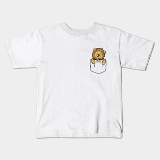 Cute lion popping out of the pocket Kids T-Shirt